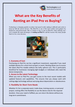 What are the Key Benefits of Renting an iPad Pro vs Buying?