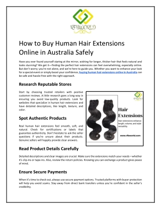 How to Buy Human Hair Extensions Online in Australia Safely