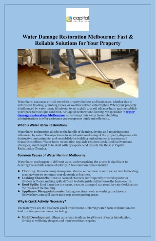 Water Damage Restoration Melbourne Fast & Reliable Solutions for Your Property