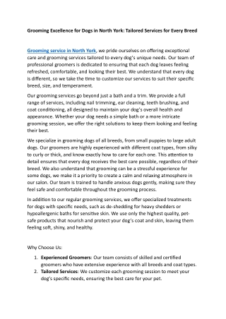 grooming excellence for dogs in north york