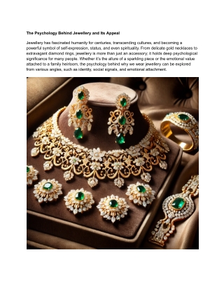 the psychology behind jewellery and its appeal