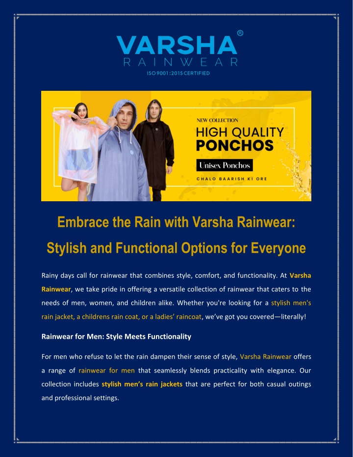 embrace the rain with varsha rainwear