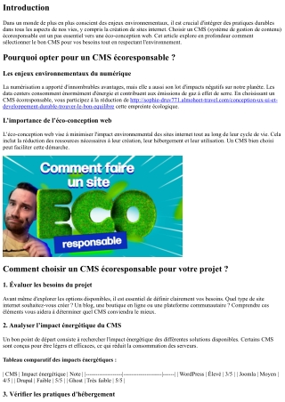 “Comment choisir un CMS écoresponsable pour votre projet”