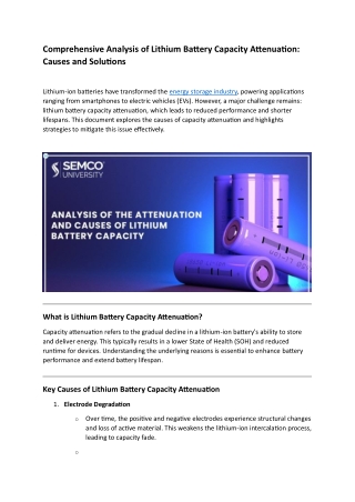 Comprehensive Analysis of Lithium Battery Capacity Attenuation