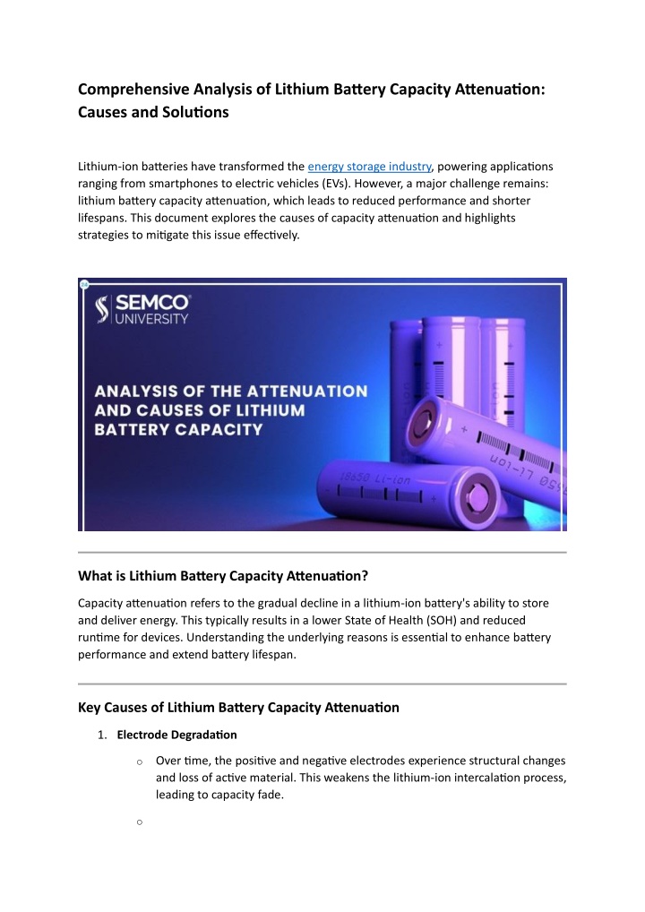 comprehensive analysis of lithium battery