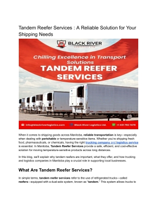 Tandem Reefer Services _ A Reliable Solution for Your Shipping Needs