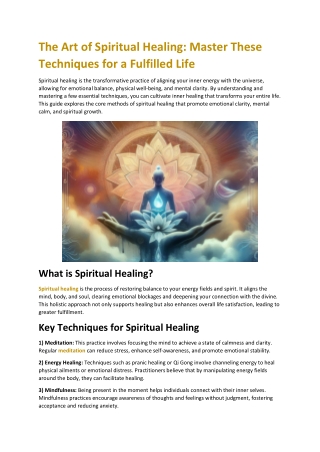 The Art of Spiritual Healing: Master These Techniques for a Fulfilled Life