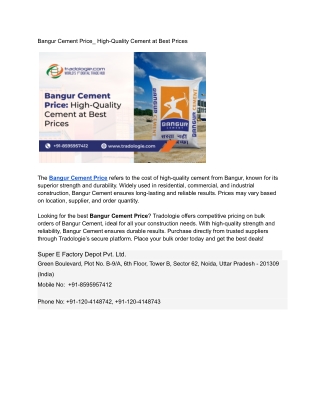 Bangur Cement Price_ High-Quality Cement at Best Prices