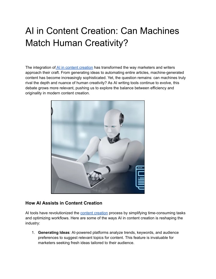 ai in content creation can machines match human