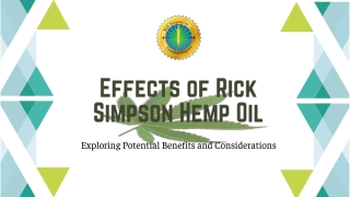 Effects of Rick Simpson Hemp Oil