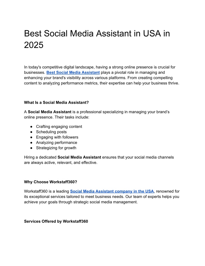 best social media assistant in usa in 2025