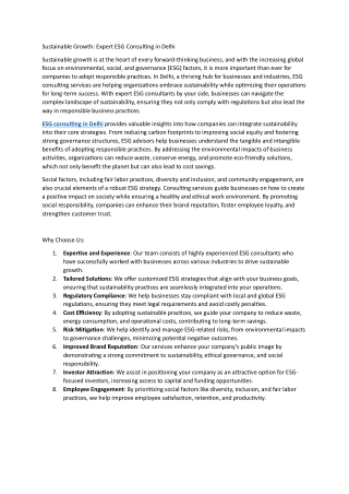 sustainable growth expert esg consulting in delhi