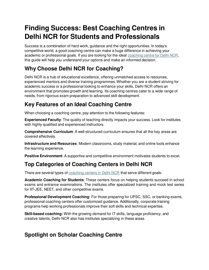 finding success best coaching centres in delhi