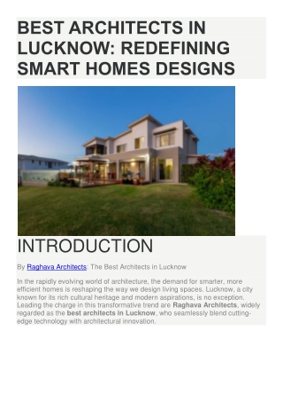 Best Architects in Lucknow Redefining Smart Homes Designs