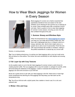 How to Wear Black Jeggings for Women in Every Season