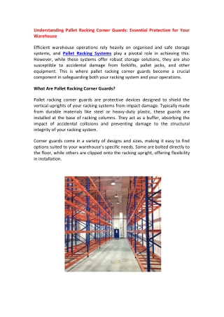 understanding pallet racking corner guards
