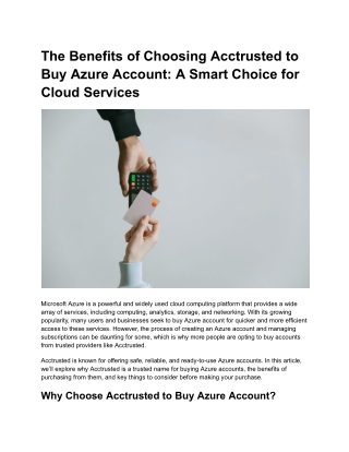 The Benefits of Choosing Acctrusted to Buy Azure Account_ A Smart Choice for Cloud Services