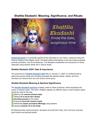Shattila Ekadashi: Meaning, Significance, and Rituals
