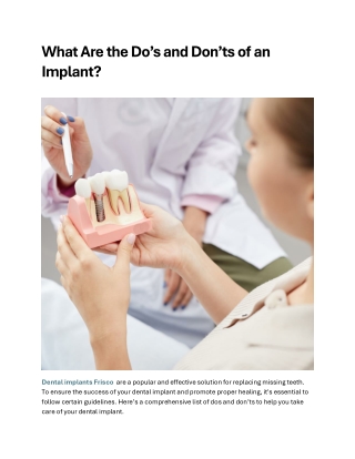 what are the do s and don ts of an implant