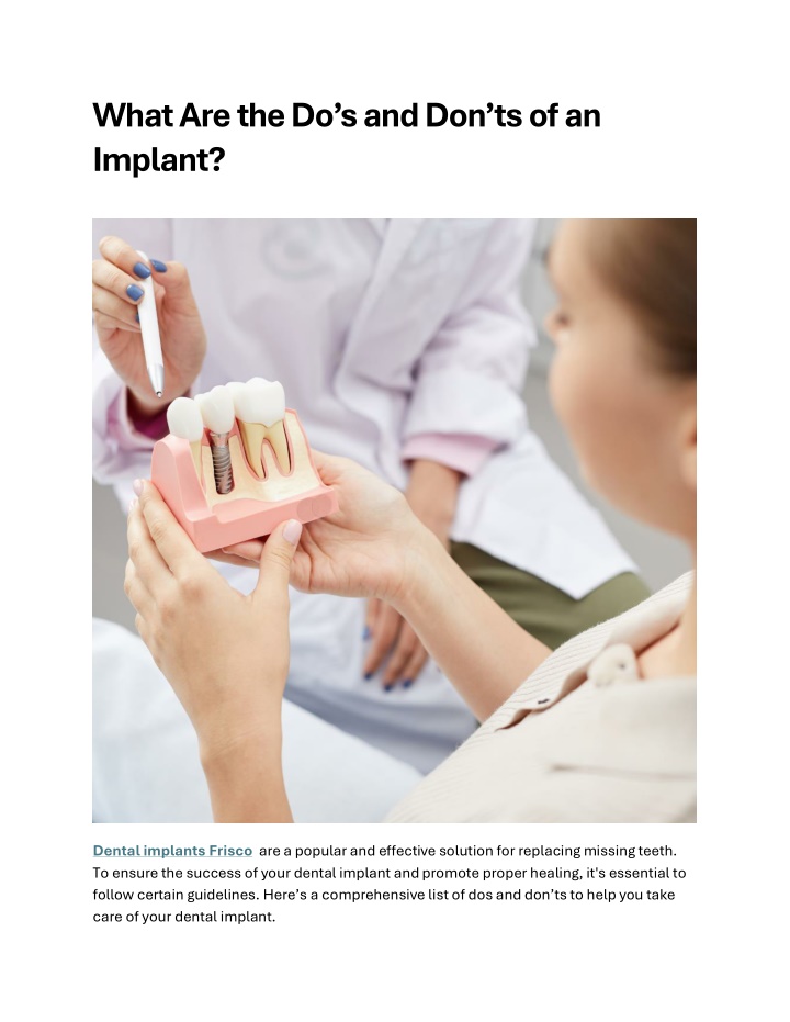 what are the do s and don ts of an implant