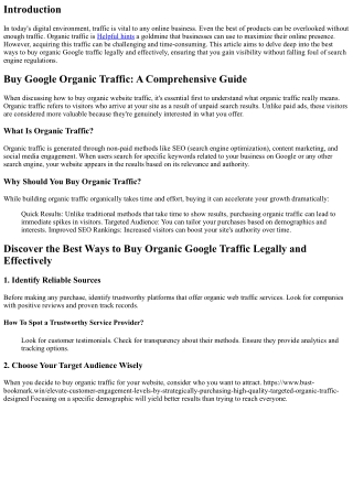 Discover the Best Ways To Buy Organic Google Traffic Legally And Effectively