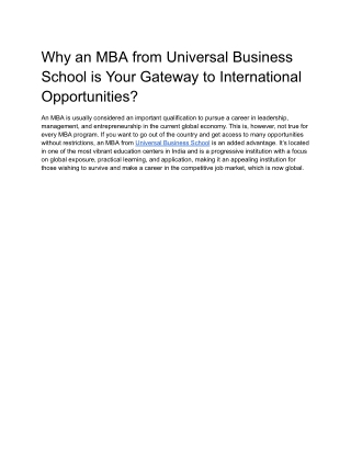 Why an MBA from Universal Business School is Your Gateway to International Opportunities_
