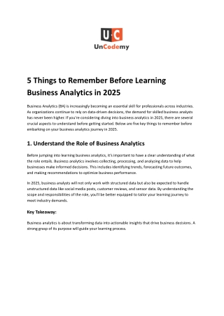 5 Things to Remember Before Learning Business Analytics in 2025