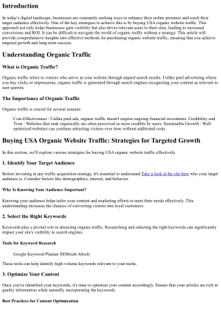 Buying USA Organic Website Traffic: Strategies for Targeted Growth