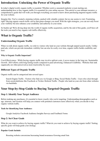 Your Step-by-Step Guide to Buying Targeted Organic Traffic