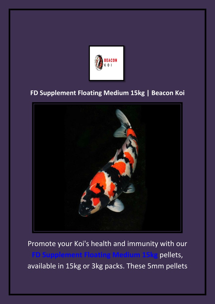 fd supplement floating medium 15kg beacon koi