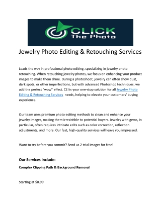 Jewelry Photo Editing & Retouching Service: Best quality image every time