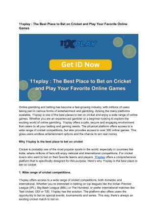 11xplay _ The Best Place to Bet on Cricket and Play Your Favorite Online Games