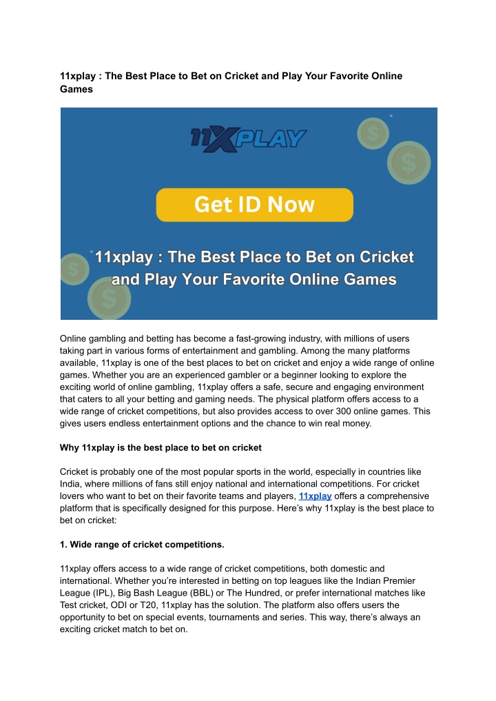 11xplay the best place to bet on cricket and play