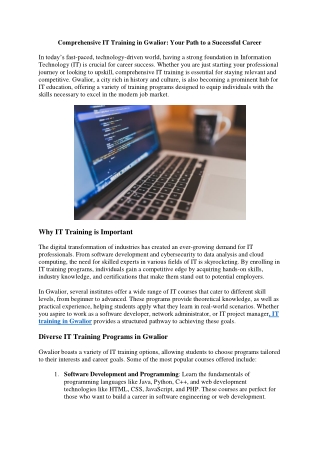 comprehensive it training in gwalior your path