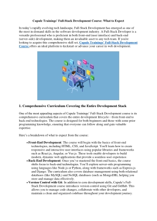 cupule trainings full stack development course