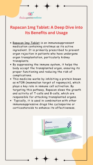 Rapacan 1mg Tablet A Deep Dive into Its Benefits and Usage