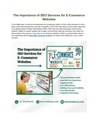 The Importance of SEO Services for E-Commerce Websites