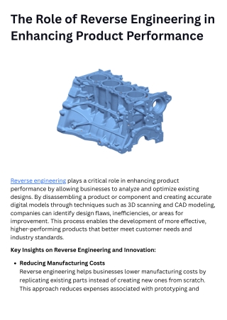 The Role of Reverse Engineering in Enhancing Product Performance