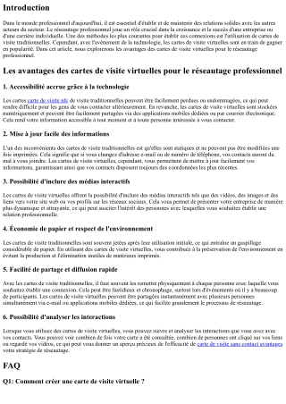 Les avantages des cartes de visite virtuelles pour le réseautage professionnel
