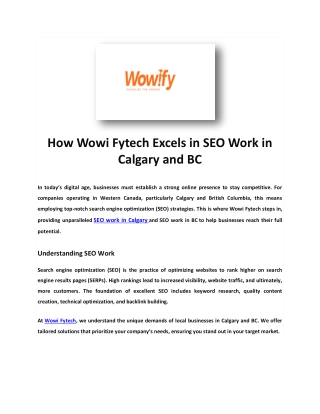 how wowi fytech excels in seo work in calgary