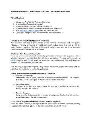 Exploring Rare Research Chemicals and Their Uses