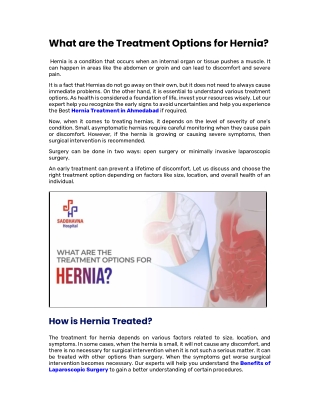 What are the Treatment Options for Hernia