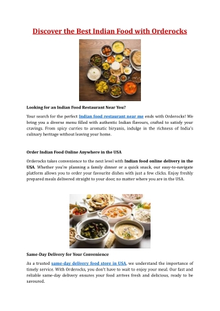 Discover the Best Indian Food with Orderocks