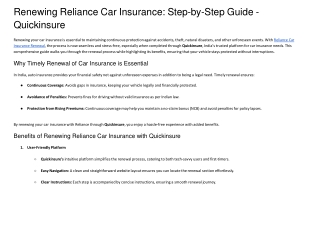 Renewing Reliance Car Insurance_ Step-by-Step Guide - Quickinsure