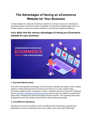 The Advantages of Having an eCommerce Website for Your Business