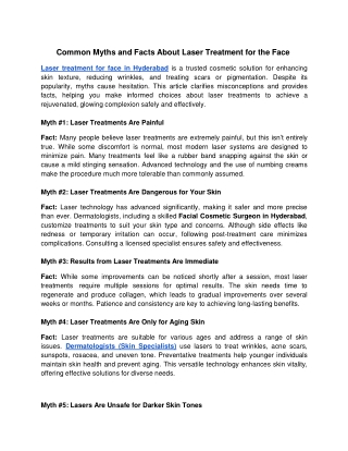 Common Myths and Facts About Laser Treatment for the Face - Google Docs