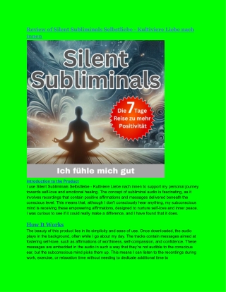 Review of Silent Subliminals Selbstliebe - Kultiviere Liebe nach innen