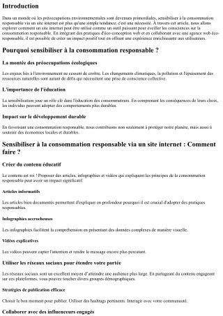 Sensibiliser à la consommation responsable via un site internet