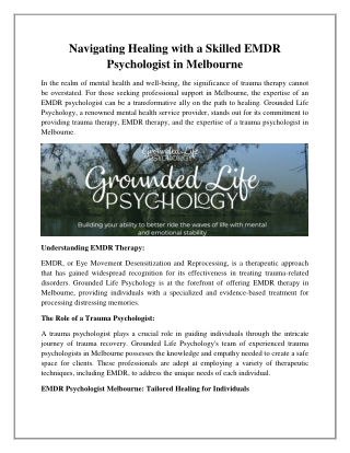 Skilled EMDR Psychologist in Melbourne