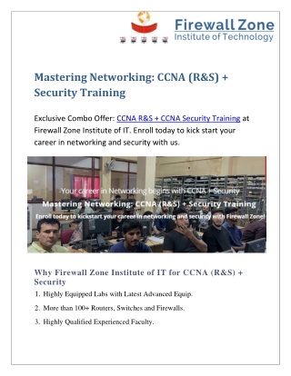 Mastering Networking: CCNA (R&S)   CCNA Security Training in Hyderabad.